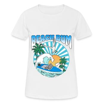 Beach Bum - Boat Palm Trees Sea Seagull Sunset - Women's Breathable T-Shirt - white - Front - AI Model Female 172 dark (172cm)