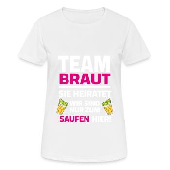 Team Bride - Elle va se marier, on est là pour boire - T-shirt respirant Femme - blanc - Devant - AI Model Female 172 dark (172cm)