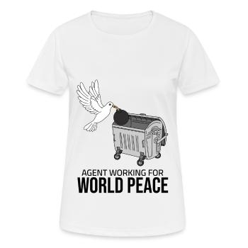 Agent working for World Peace - Frauen T-Shirt atmungsaktiv - Weiß - Vorne - AI Model Female 172 dark (172cm)