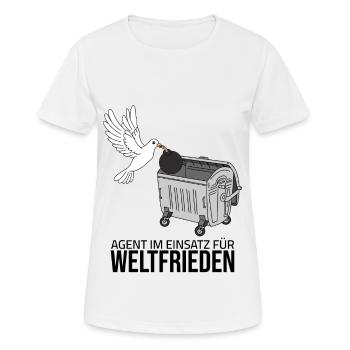 Agent im Einsatz für Weltfrieden - Frauen T-Shirt atmungsaktiv - Weiß - Vorne - AI Model Female 172 dark (172cm)