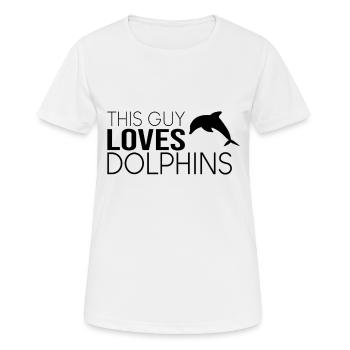 Dieser Typ liebt Delfine - Frauen T-Shirt atmungsaktiv - Weiß - Vorne - AI Model Female 172 dark (172cm)