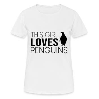 Girl Penguin Saying - Women's Breathable T-Shirt - white - Front - AI Model Female 172 dark (172cm)
