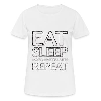 Essen Schlafen Kampfsport - Frauen T-Shirt atmungsaktiv - Weiß - Vorne - AI Model Female 172 dark (172cm)