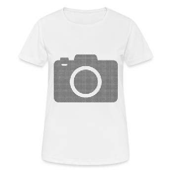 Kamera - Frauen T-Shirt atmungsaktiv - Weiß - Vorne - AI Model Female 172 dark (172cm)