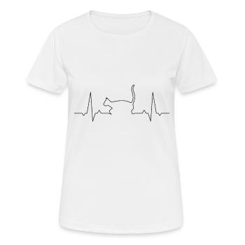 Katze Herzschlag - Frauen T-Shirt atmungsaktiv - Weiß - Vorne - AI Model Female 172 dark (172cm)