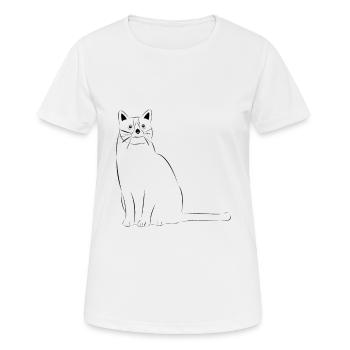 Chat dessiné - T-shirt respirant Femme - blanc - Devant - AI Model Female 172 dark (172cm)