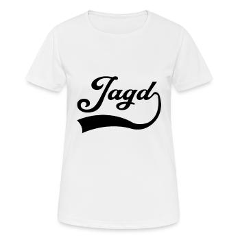 Jagd Schriftzug - Frauen T-Shirt atmungsaktiv - Weiß - Vorne - AI Model Female 172 dark (172cm)