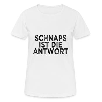 lustiger Schnaps Spruch - Frauen T-Shirt atmungsaktiv - Weiß - Vorne - AI Model Female 172 dark (172cm)