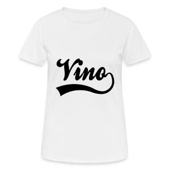 Wein Vino Schriftzug - Frauen T-Shirt atmungsaktiv - Weiß - Vorne - AI Model Female 172 dark (172cm)