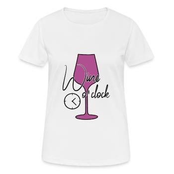 Wein Uhrzeit lustiger Spruch - Frauen T-Shirt atmungsaktiv - Weiß - Vorne - AI Model Female 172 dark (172cm)