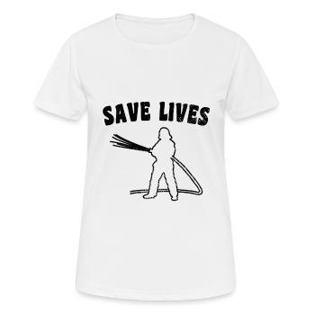 Slogan des pompiers - T-shirt respirant Femme - blanc - Devant - AI Model Female 172 dark (172cm)