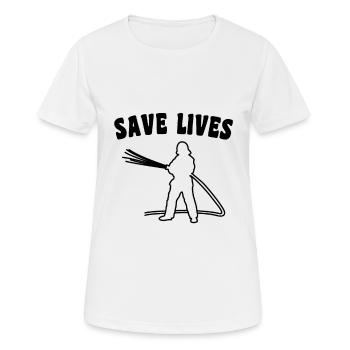 Slogan des pompiers - T-shirt respirant Femme - blanc - Devant - AI Model Female 172 dark (172cm)