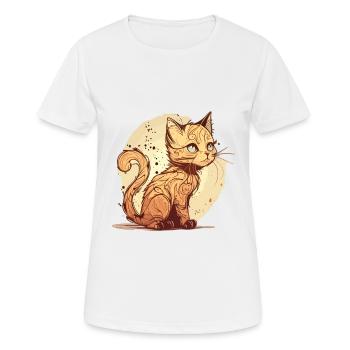 Cat in comic style - Women's Breathable T-Shirt - white - Front - AI Model Female 172 dark (172cm)