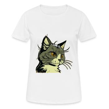 Cat in comic style - Women's Breathable T-Shirt - white - Front - AI Model Female 172 dark (172cm)