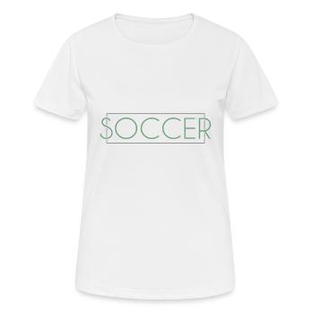 Fußball Schriftzug - Frauen T-Shirt atmungsaktiv - Weiß - Vorne - AI Model Female 172 dark (172cm)