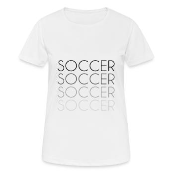 Fußball Schriftzug - Frauen T-Shirt atmungsaktiv - Weiß - Vorne - AI Model Female 172 dark (172cm)