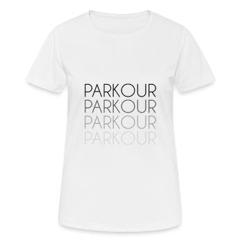Parkour Schriftzug - Frauen T-Shirt atmungsaktiv - Weiß - Vorne - AI Model Female 172 dark (172cm)