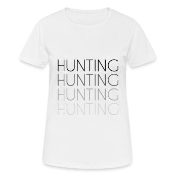 Jagen Schriftzug - Frauen T-Shirt atmungsaktiv - Weiß - Vorne - AI Model Female 172 dark (172cm)