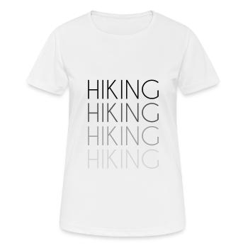 Wandern Schriftzug - Frauen T-Shirt atmungsaktiv - Weiß - Vorne - AI Model Female 172 dark (172cm)
