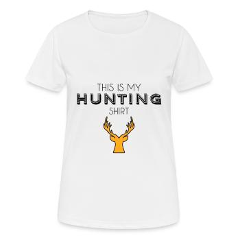 Jagd shirt - Frauen T-Shirt atmungsaktiv - Weiß - Vorne - AI Model Female 172 dark (172cm)