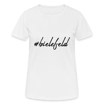 Bielefeld - Frauen T-Shirt atmungsaktiv - Weiß - Vorne - AI Model Female 172 dark (172cm)