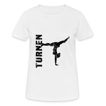 Turnen - Frauen T-Shirt atmungsaktiv - Weiß - Vorne - AI Model Female 172 dark (172cm)
