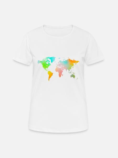 Spray Paint World Map - Women's Breathable T-Shirt - white