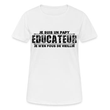 je suis un papy éducateur cadeau de papy - T-shirt respirant Femme - blanc - Devant - AI Model Female 172 dark (172cm)