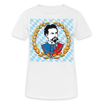 Koenig Ludwig / modèle de diamant pour les boutons - T-shirt respirant Femme - blanc - Devant - AI Model Female 172 dark (172cm)