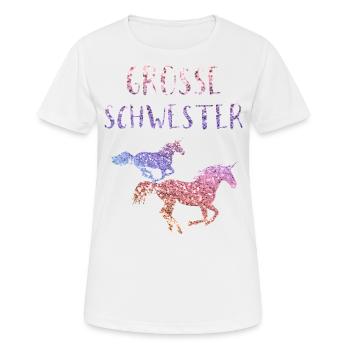 Große Schwester Geschenk Kinder Mädchen Einhorn - Frauen T-Shirt atmungsaktiv - Weiß - Vorne - AI Model Female 172 dark (172cm)