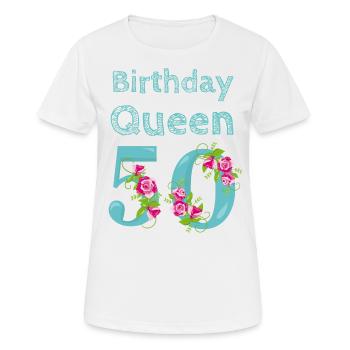Cadeau d'anniversaire femme 50 ans anniversaire reine - T-shirt respirant Femme - blanc - Devant - AI Model Female 172 dark (172cm)