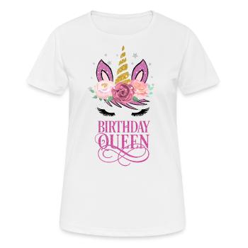 Birthday Queen Einhorn Geburtstag Mädchen Damen - Frauen T-Shirt atmungsaktiv - Weiß - Vorne - AI Model Female 172 dark (172cm)