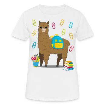 Lama Alpaka Einschulung Schulbeginn Geschenk - Frauen T-Shirt atmungsaktiv - Weiß - Vorne - AI Model Female 172 dark (172cm)
