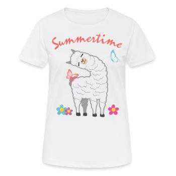 Vacances d'été en cadeau d'alpaga lama d'été - T-shirt respirant Femme - blanc - Devant - AI Model Female 172 dark (172cm)