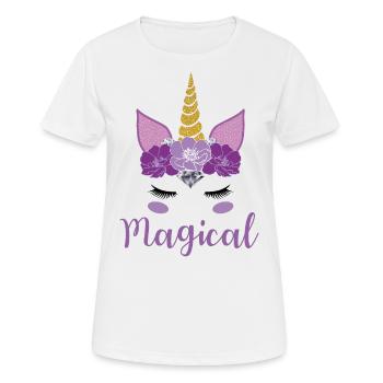 Unicorn face magical gift women kids - Women's Breathable T-Shirt - white - Front - AI Model Female 172 dark (172cm)