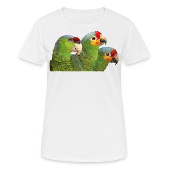 Rotfrontiger Amazonas und lila gekrönter Papagei - Frauen T-Shirt atmungsaktiv - Weiß - Vorne - AI Model Female 172 dark (172cm)