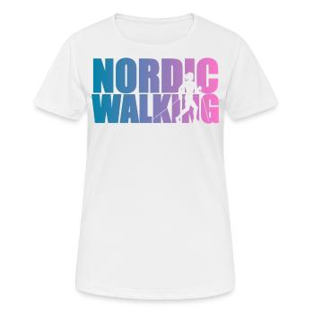 Nordic walking walker woman with sticks gift - Women's Breathable T-Shirt - white - Front - AI Model Female 172 dark (172cm)
