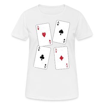 Cartes à jouer cartes ace jeu de cartes cadeau - T-shirt respirant Femme - blanc - Devant - AI Model Female 172 dark (172cm)