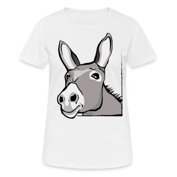 Lustiger Esel Hausesel Bauernhof Tier Geschenk - Frauen T-Shirt atmungsaktiv - Weiß - Vorne - AI Model Female 172 dark (172cm)