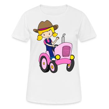 Traktorfahrer Mädchen Damen Bauer Kinder Geschenk - Frauen T-Shirt atmungsaktiv - Weiß - Vorne - AI Model Female 172 dark (172cm)