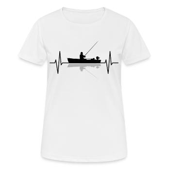 Angler Fishing Boat Heartbeat Gift - Women's Breathable T-Shirt - white - Front - AI Model Female 172 dark (172cm)