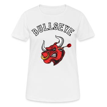 Œil de fléchette de Bullseye Dartfan - T-shirt respirant Femme - blanc - Devant - AI Model Female 172 dark (172cm)