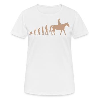 Reiten Reiterin Pferd Evolution Lustig Geschenk - Frauen T-Shirt atmungsaktiv - Weiß - Vorne - AI Model Female 172 dark (172cm)