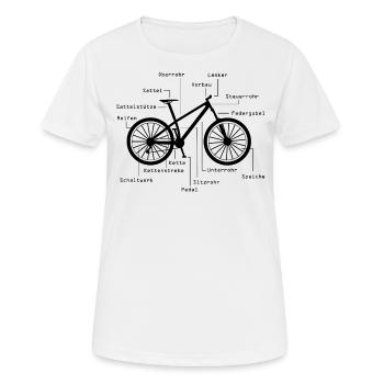 Fahrrad MTB Fahrradteile Bezeichnungen Geschenk - Frauen T-Shirt atmungsaktiv - Weiß - Vorne - AI Model Female 172 dark (172cm)