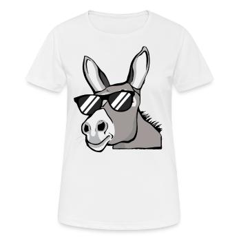 Esel Mit Sonnenbrille Hausesel Farm Tiere Geschenk - Frauen T-Shirt atmungsaktiv - Weiß - Vorne - AI Model Female 172 dark (172cm)