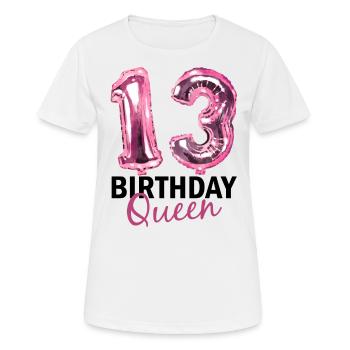 13 Jahre Geburtstag Geschenk Mädchen Ballons Print - Frauen T-Shirt atmungsaktiv - Weiß - Vorne - AI Model Female 172 dark (172cm)