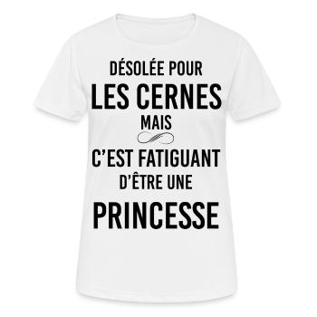 Princesse humour Cernes Cadeau Collègue Femme - T-shirt respirant Femme - blanc - Devant - AI Model Female 172 dark (172cm)