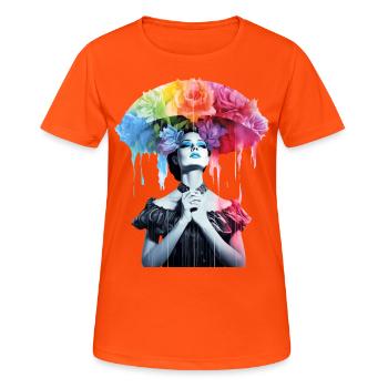 FlowerUmbrella - Women's Breathable T-Shirt - neon orange - Front - AI Model Female 172 dark (172cm)