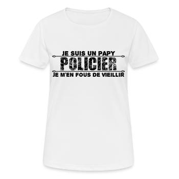 je suis un papy policier cadeau pour mon papy. - T-shirt respirant Femme - blanc - Devant - AI Model Female 172 dark (172cm)