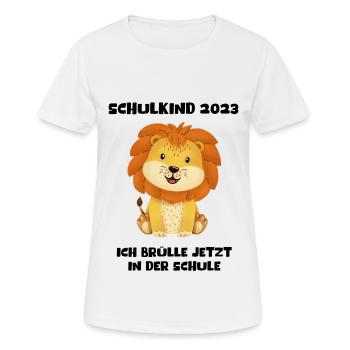Schulkind 2023 Löwe Deko Einschulung Erstklässler - Frauen T-Shirt atmungsaktiv - Weiß - Vorne - AI Model Female 172 dark (172cm)
